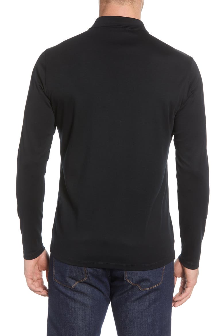 Georgia Long Sleeve Zip Polo, Alternate, color, BLACK