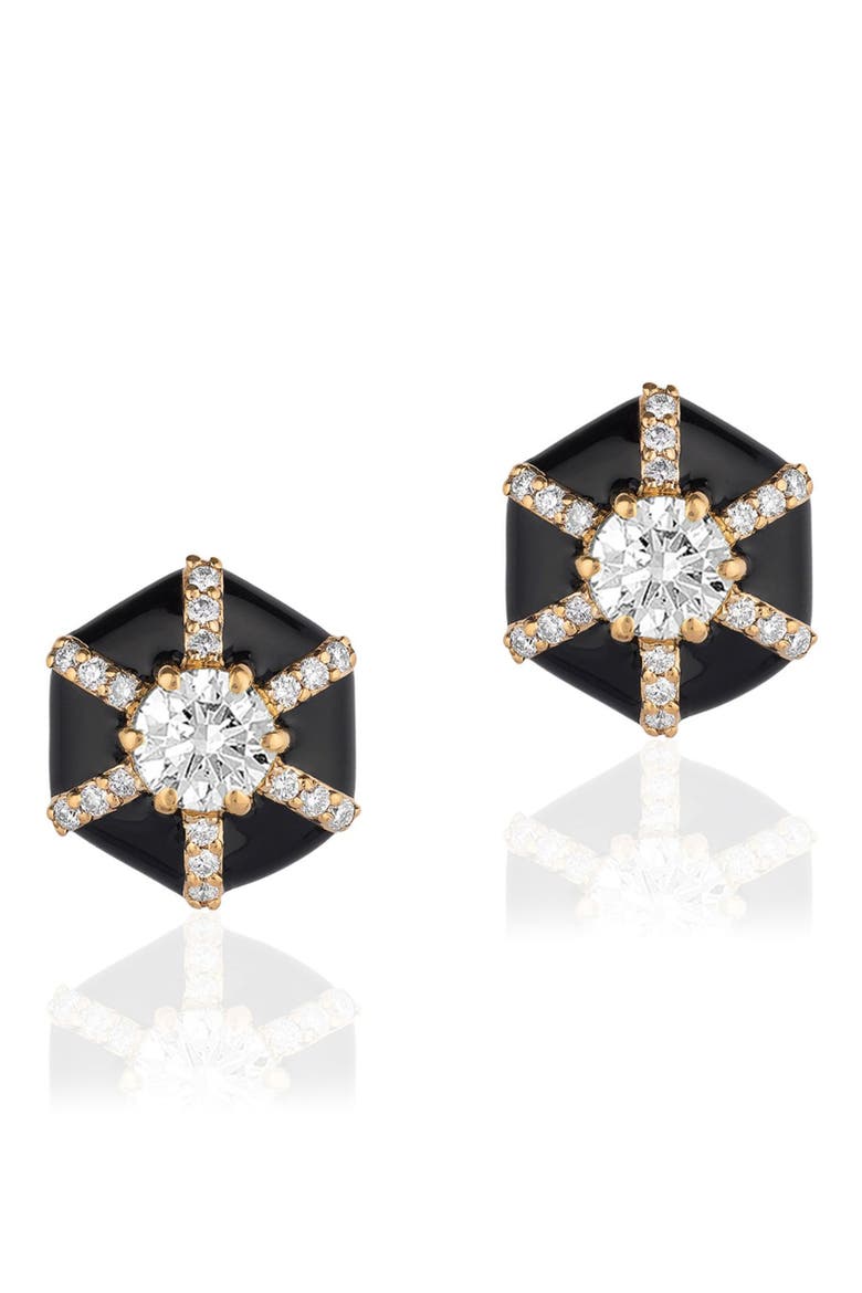 Queen Hexagon Stud Earrings, Main, color, CLEAR / BLACK