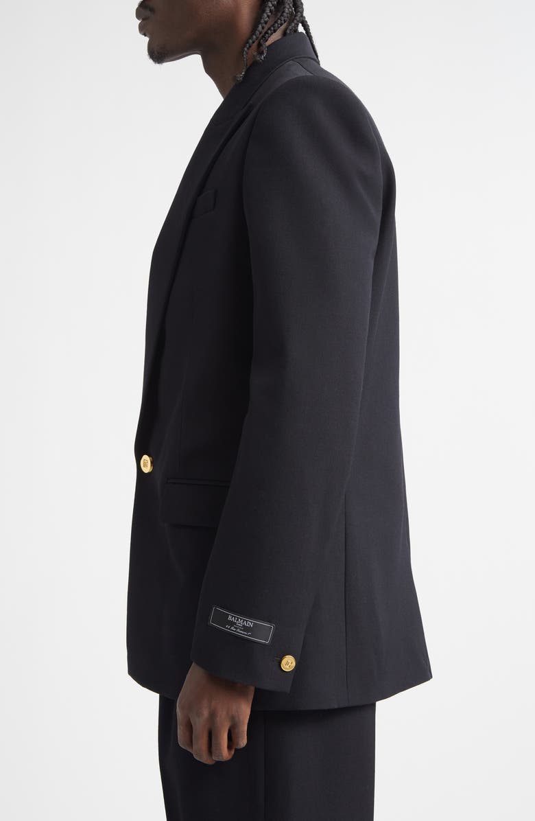 Balmain Pinstripe Wool Tuxedo Jacket, Alternate, color, 0Pa Black