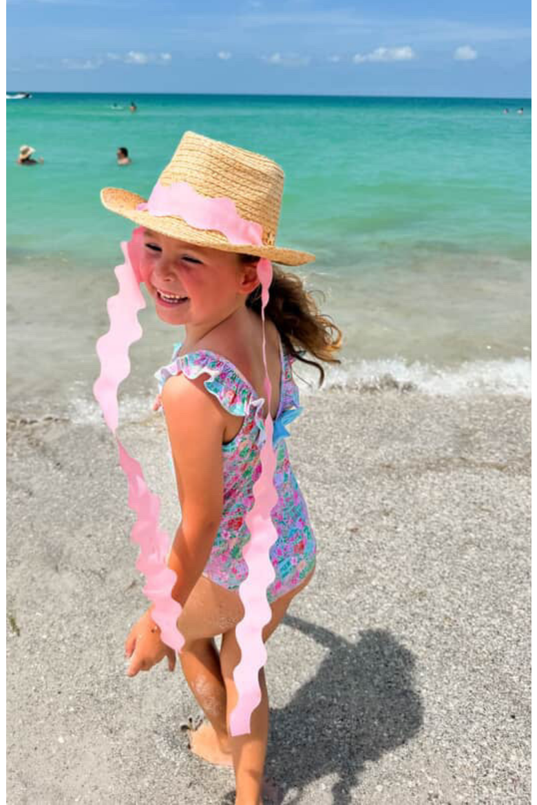 Coastal Cowgirl Straw Scalloped Ribbon Women's Cowboy Hat, Alternate, color, Green