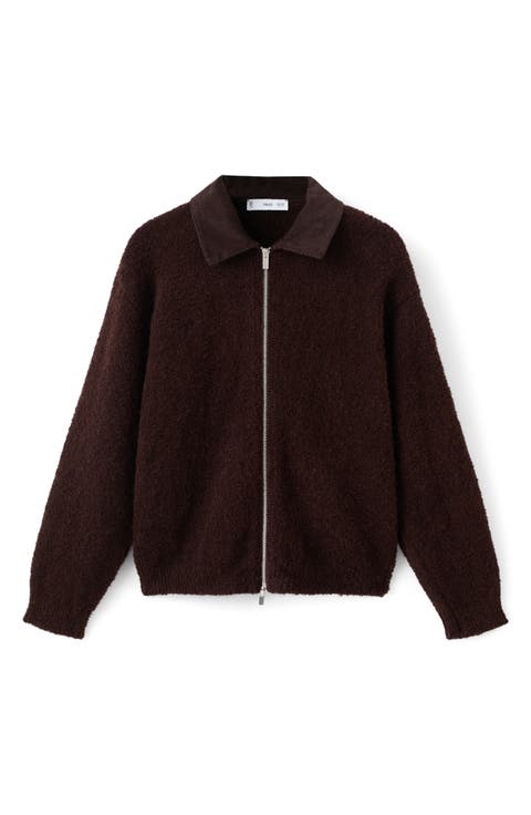 Bouclé Zip Cardigan