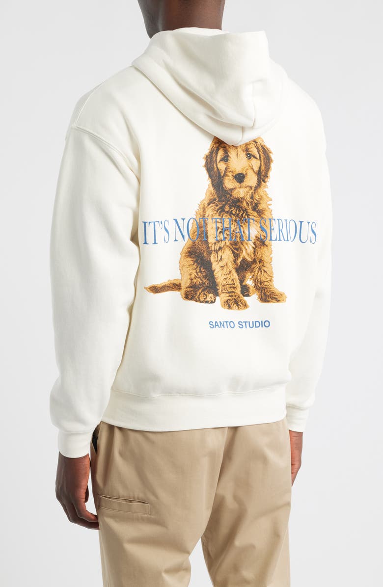 SANTO STUDIO Not That Serious Zip Front Cotton Fleece Hoodie, Alternate, color, Cream