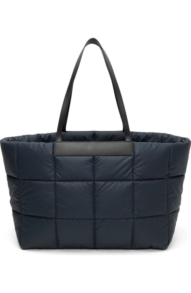 VeeCollective Large Porter Marché Quilted Recycled Nylon Tote, Main, color, Dark Navy Blue