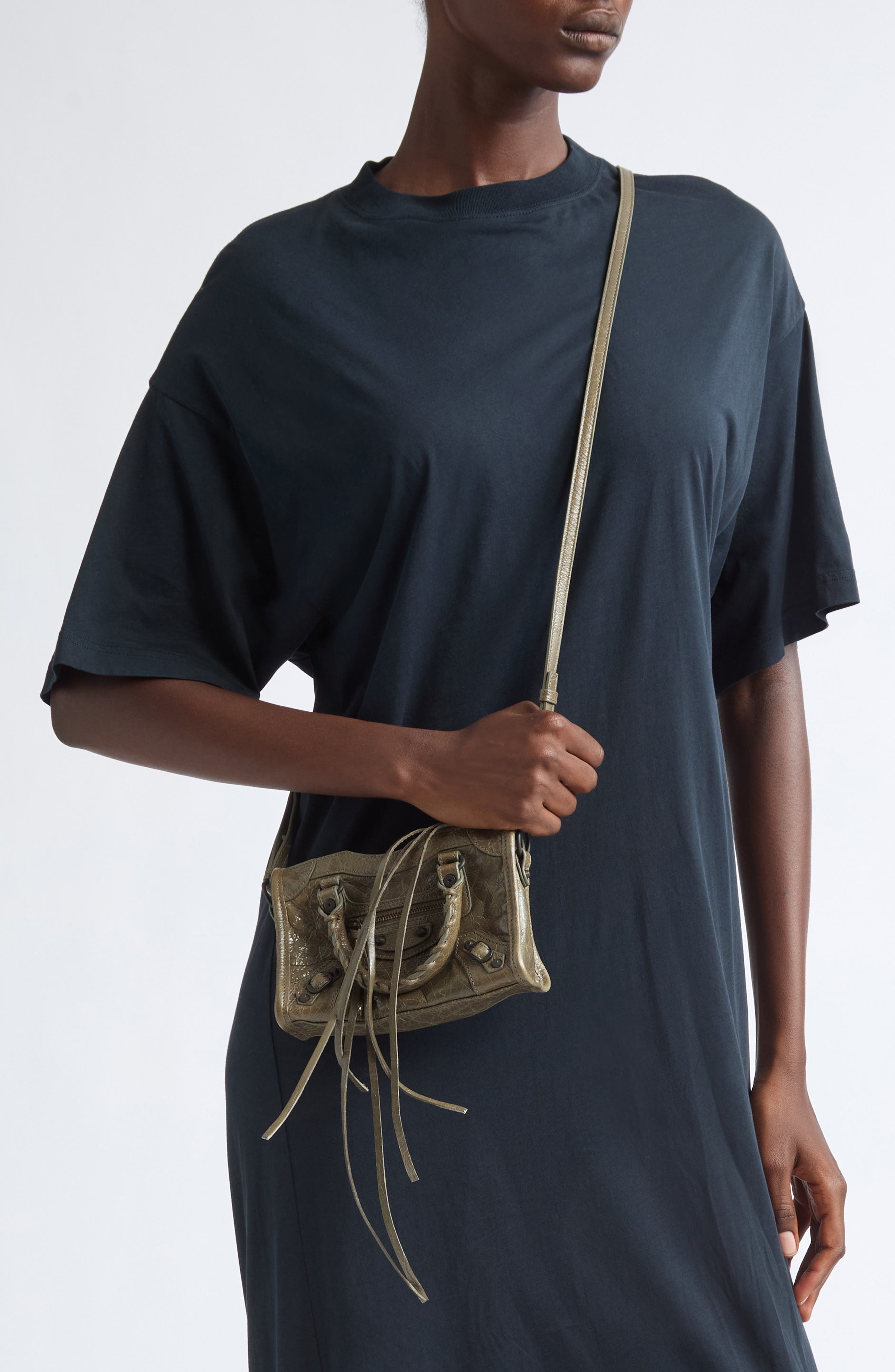 Nano Le City Arena Leather Top Handle Bag, Alternate, color, 3258 ARMY GREEN