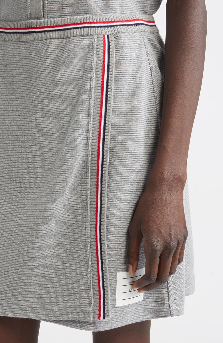 Thom Browne Waffle Knit Cotton Miniskirt, Alternate, color, Light Grey