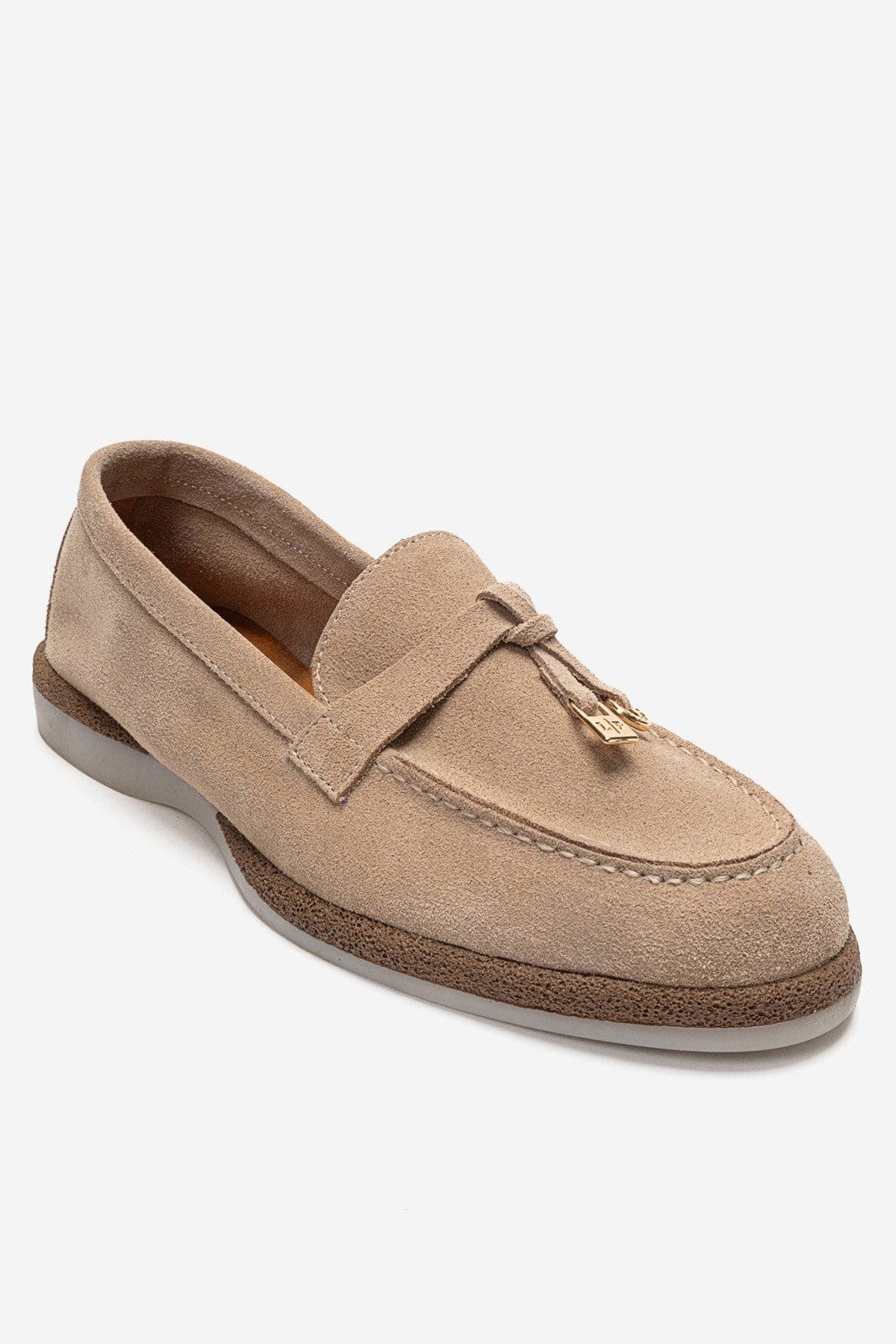 Ilvena Leather Loafer, Alternate, color, Beige Suede