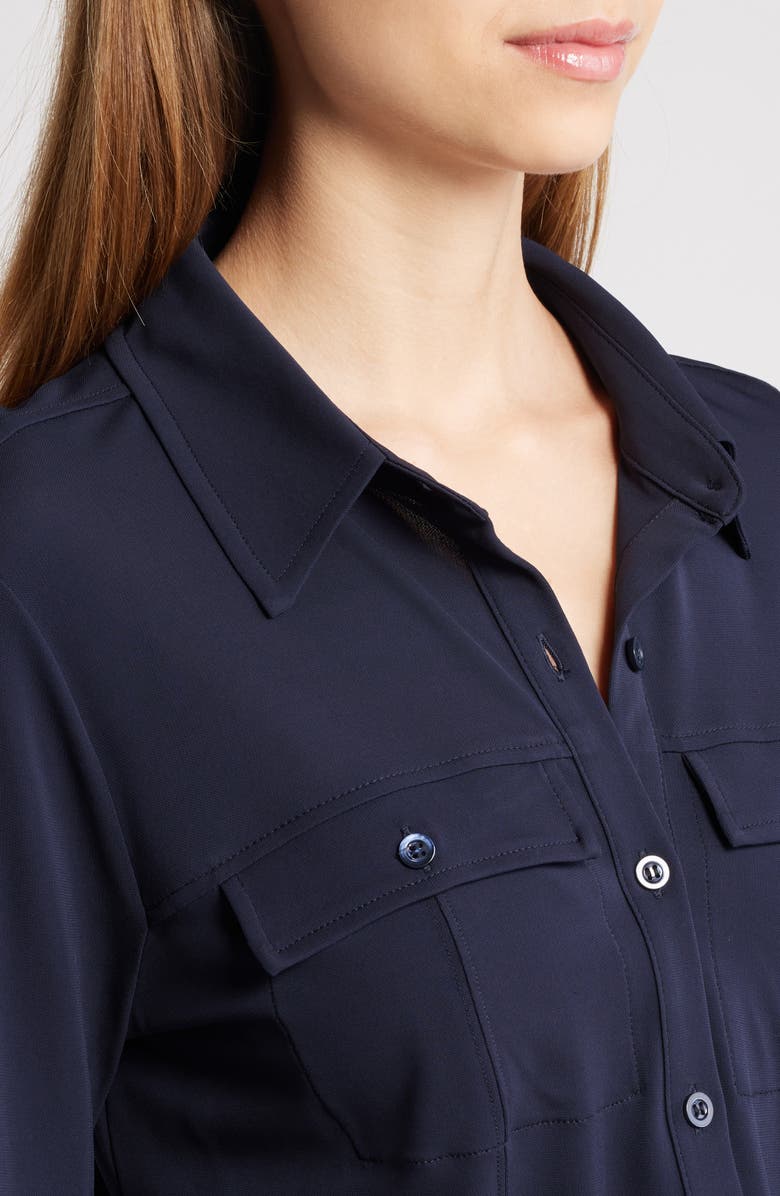 FRAME Jersey Button-Up Shirt, Alternate, color, Navy