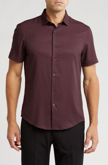 Perry Ellis Slim Fit Wavy Line Short Sleeve Button-Up Shirt | Nordstromrack
