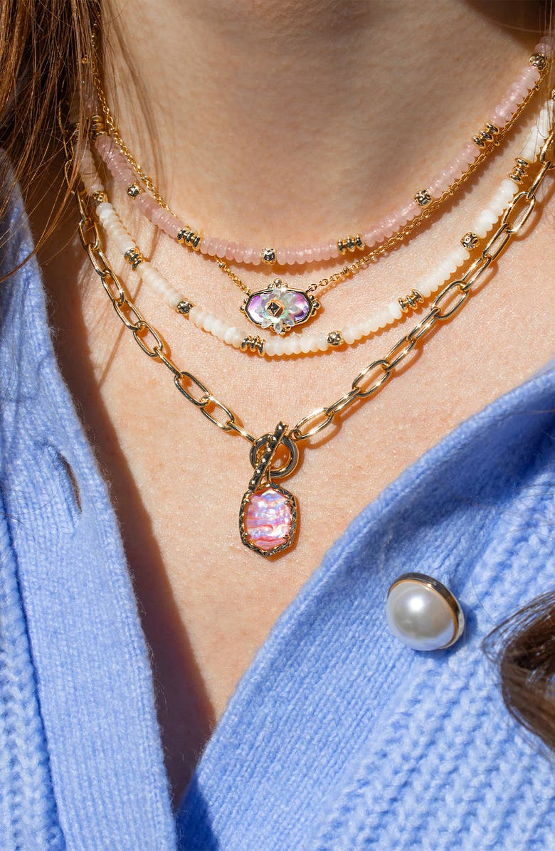 Kendra Scott Daphne Toggle Necklace, Alternate, color, Gld Lt Pink Ird Abal