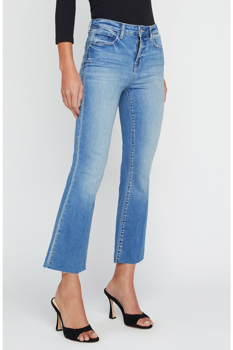 Kendra Raw Hem Crop Flare Jeans, Alternate, color, ALAMEDA