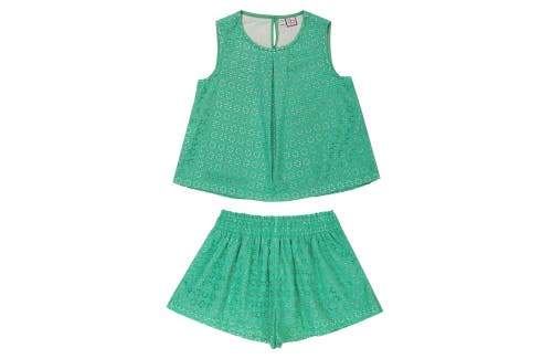 Busy Bees Frida Top and Short Set in Green Eyelet  product
