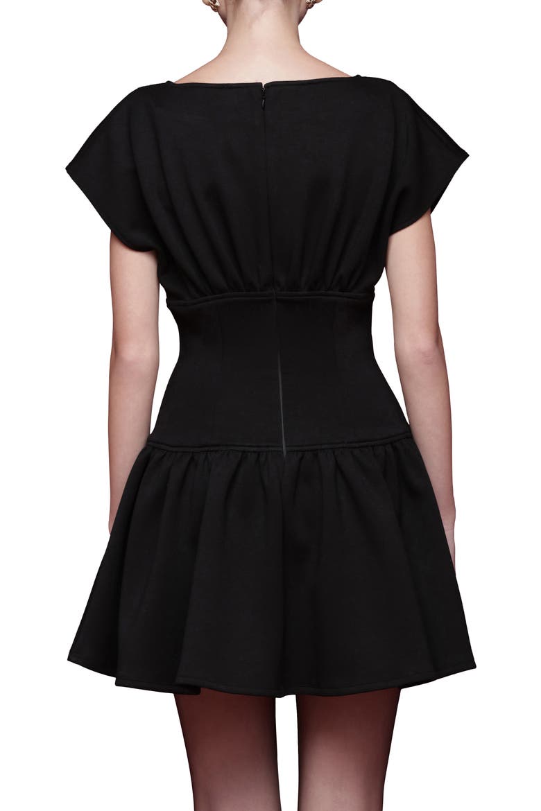 Bateau Neck Stretch Minidress, Alternate, color, BLACK