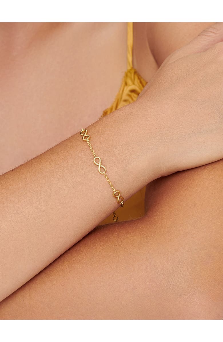 DEVATA Infinity Five-Charm Chain Bracelet in Gold Plated Sterling Silver, Alternate, color, Yellow Gold