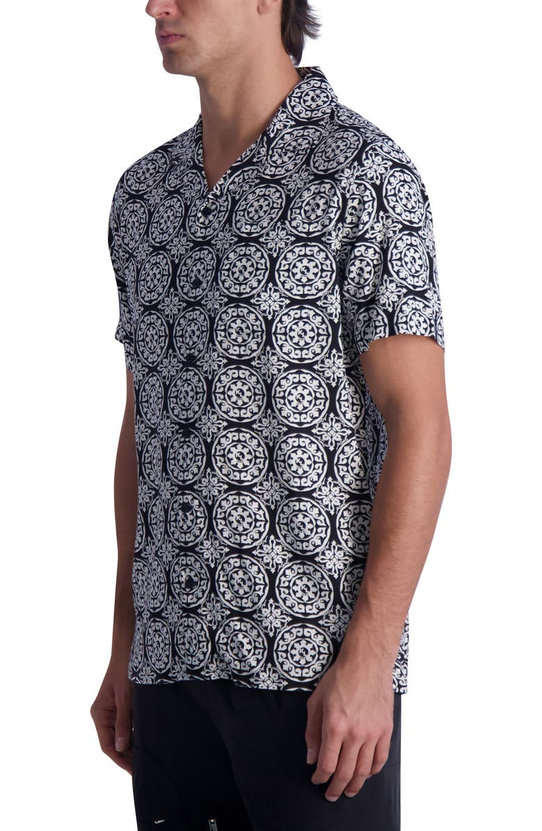 KARL LAGERFELD PARIS Medallion Paisley Print Short Sleeve Shirt, Alternate, color,