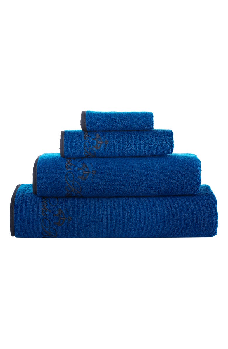 Brooks Brothers Six-Piece Contrast Frame Cotton Towel Set, Alternate, color, Royal Blue