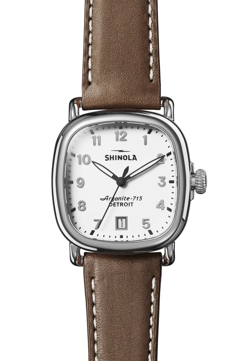The Guardian Leather Strap Watch, 36mm, Main, color, MILKYWHITE