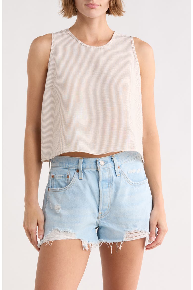 Stripe Sleeveless Cotton Top, Main, color, TAUPE