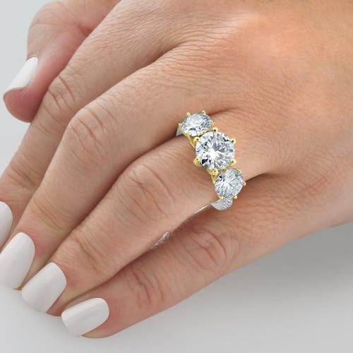 Bliss Diamond 6 1/4 Ct Three Stone Diamond Engagement Ring Lab Grown Gold In 10k Yellow Gold