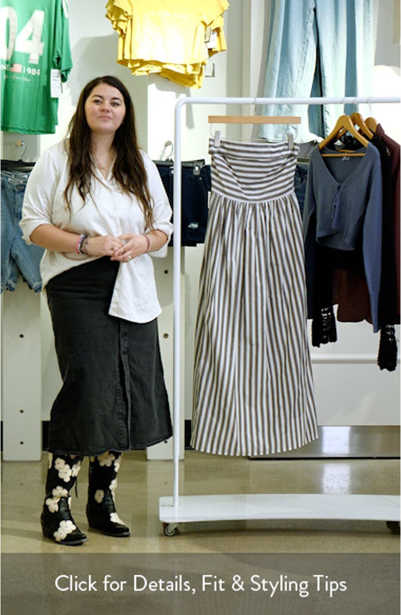 Stripe Strapless Cotton Midi Dress, sales video thumbnail