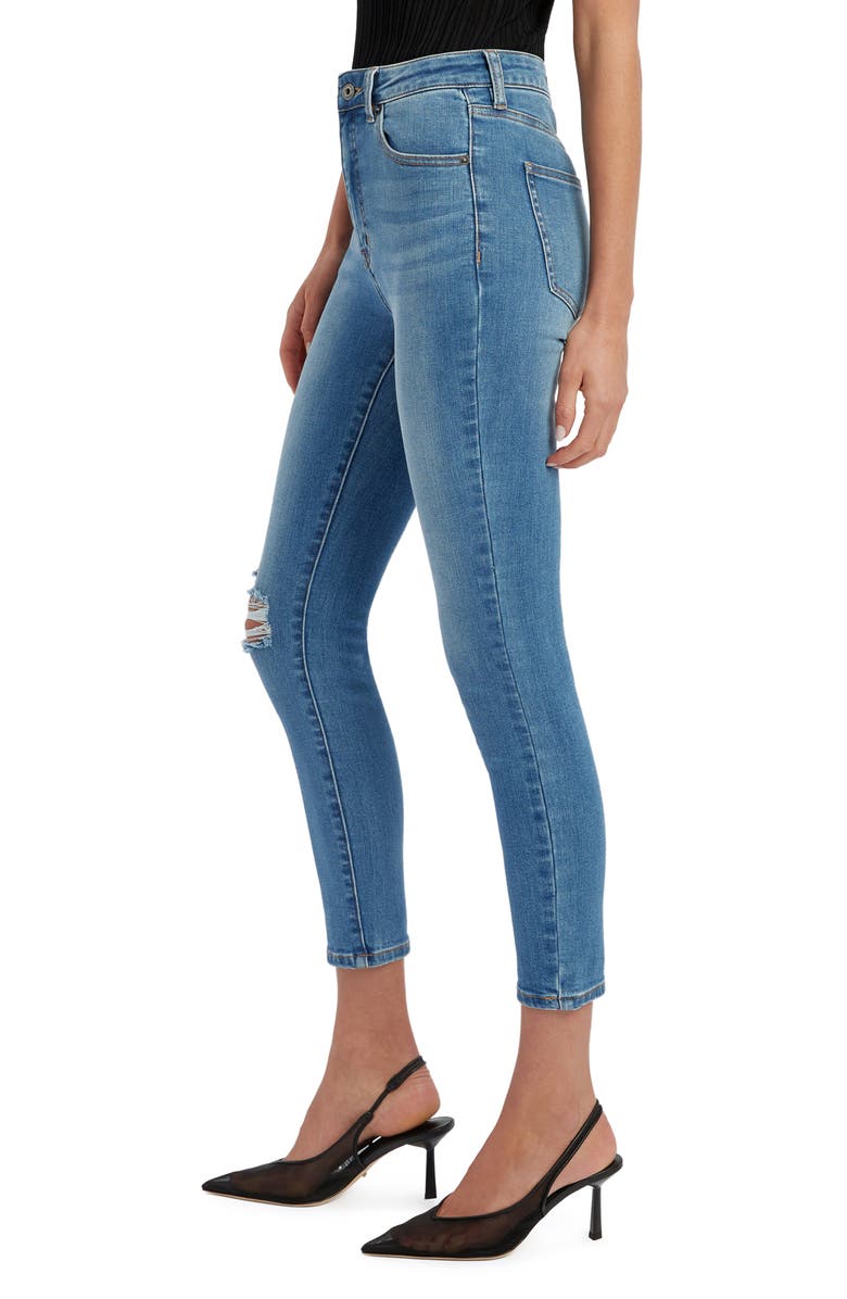 Bardot Khloe Ripped High Waist Crop Skinny Jeans, Alternate, color, Dark Denim