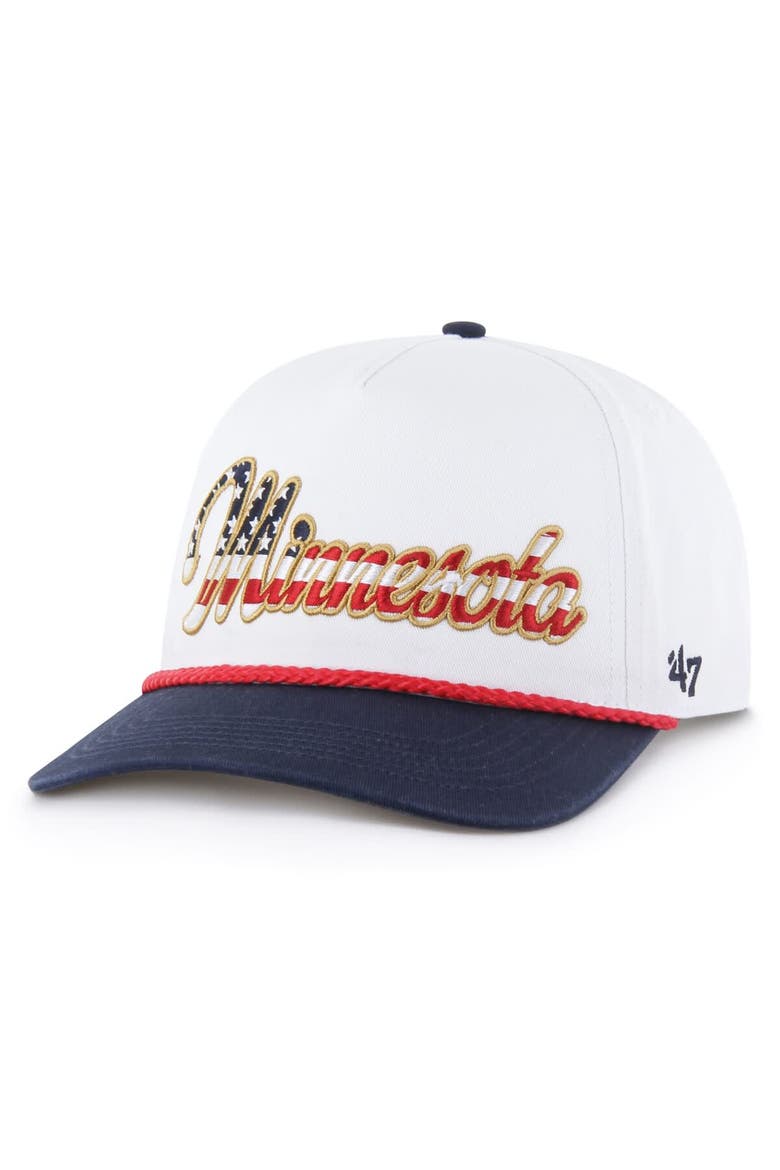 Men's '47 White Minnesota Vikings Patriotic Overhand Hitch Adjustable Hat, Main, color, White