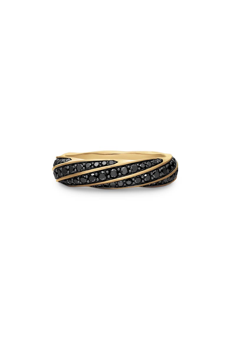 Cable Edge Band Ring in Recycled 18K Yellow Gold with Pavé Black Diamonds, Main, color, 18K GOLD RECYCLED