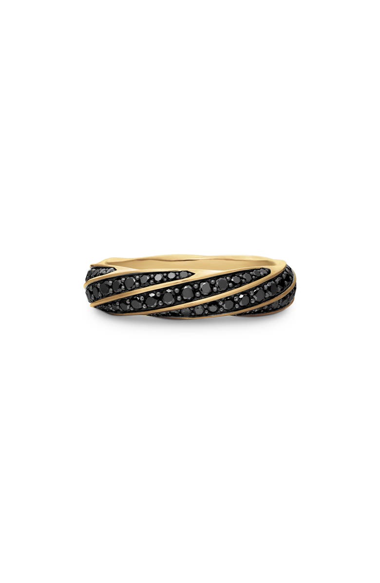 David Yurman Cable Edge Band Ring in Recycled 18K Yellow Gold with Pavé Black Diamonds, Main, color,