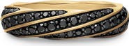 David Yurman Cable Edge Band Ring in Recycled 18K Yellow Gold with Pavé Black Diamonds