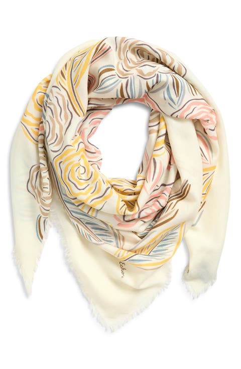 Gestural Rose Print Square Scarf