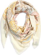 Echo Gestural Rose Print Square Scarf