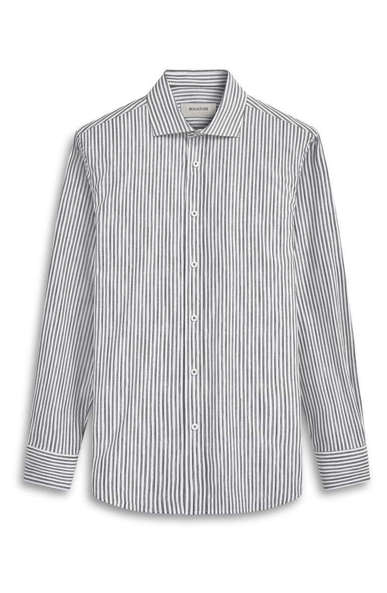 Bugatchi Axel Shaped Fit Woven Button-Up Shirt, Alternate, color, Asphalt