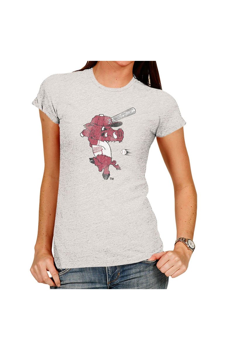Retro Brand Women's Original Retro Brand Gray Arkansas Razorbacks Tri-Blend T-Shirt, Alternate, color, 