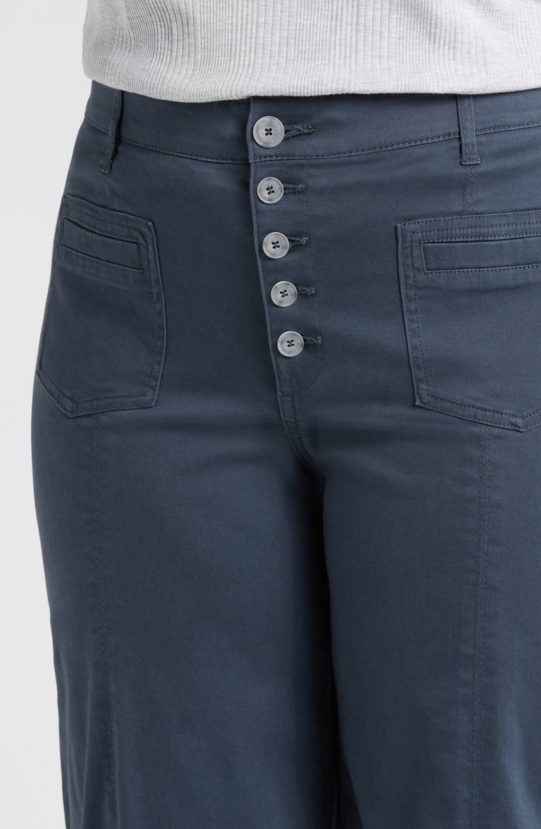 Wit & Wisdom 'Ab'Solution Skyrise Exposed Button Wide Leg Twill Pants, Alternate, color, Orion Blue