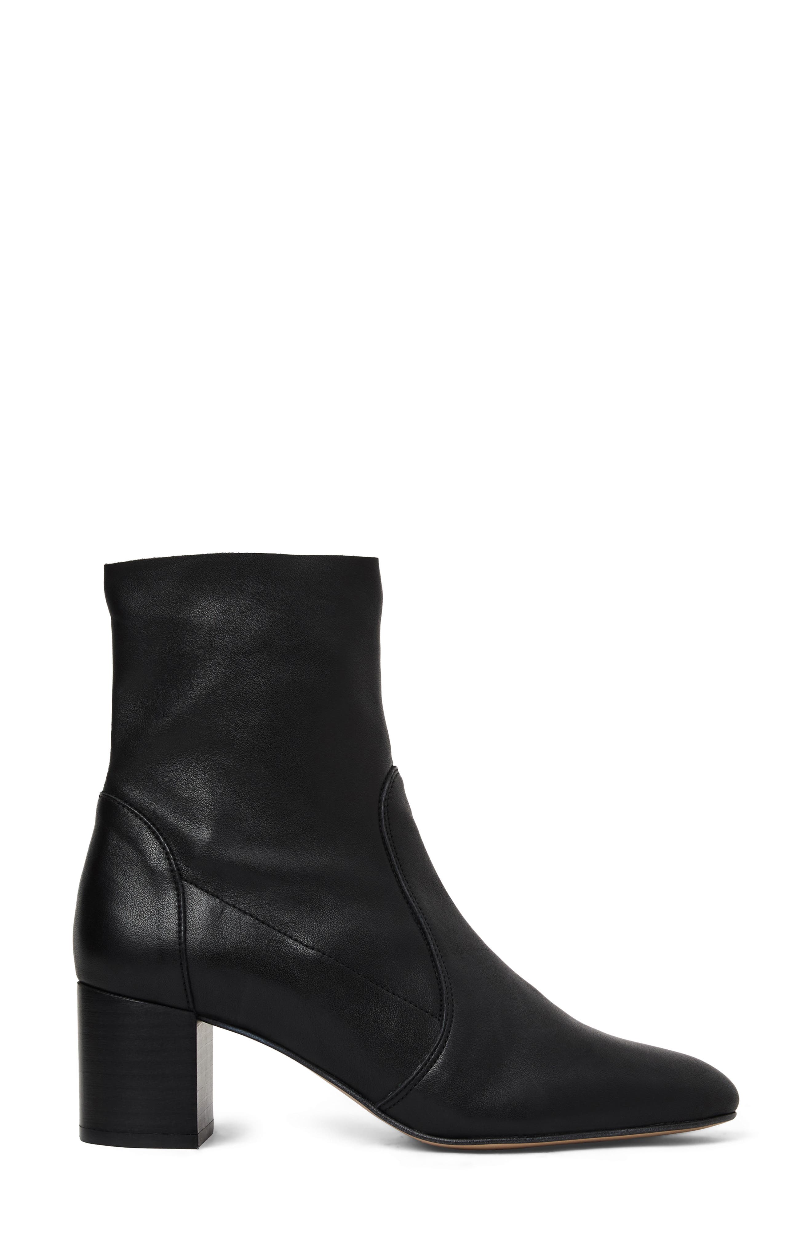 Bruno Magli June Leather Block Heel Boot, Alternate, color, Black