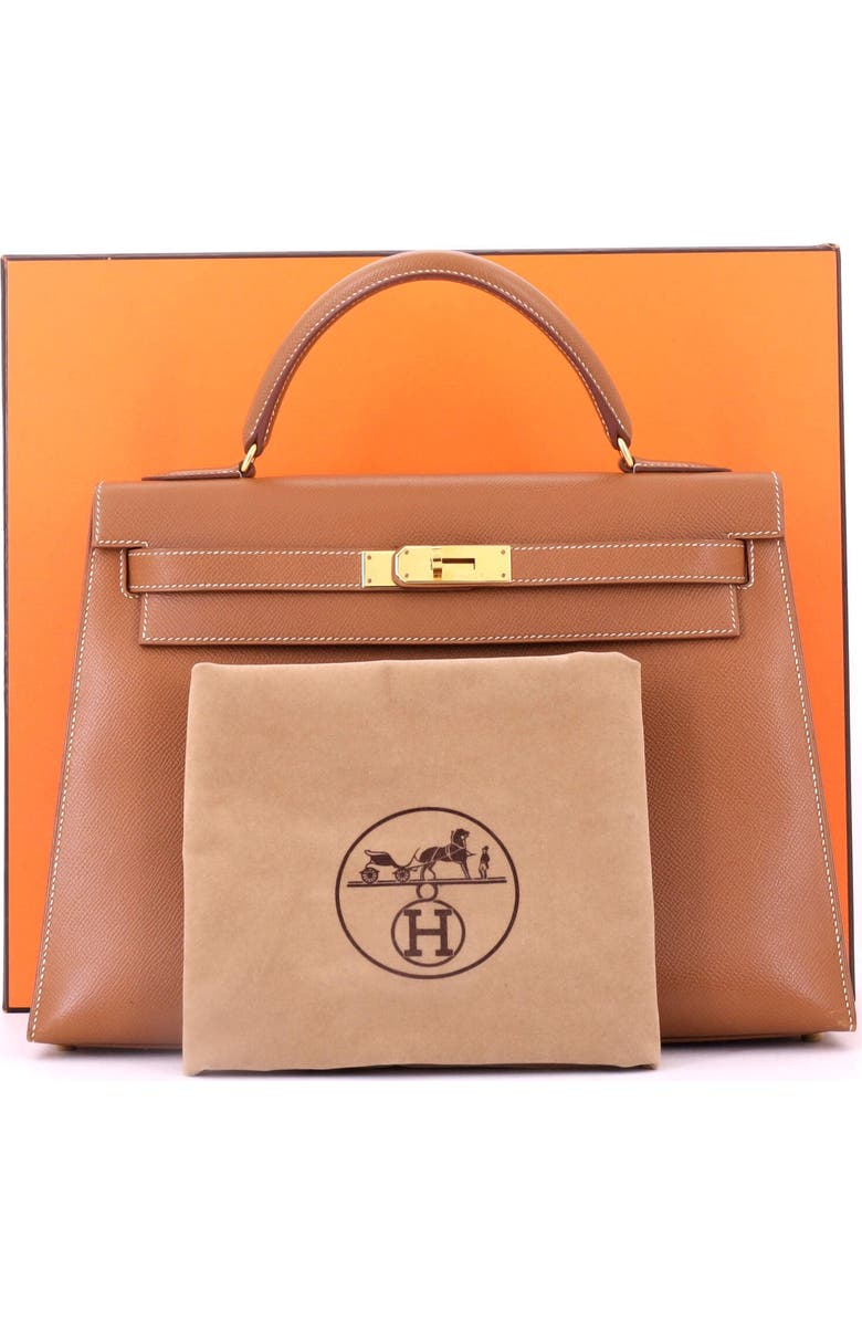 Pre-Owned Hermes Kelly Handbag Brown Courchevel with Gold Hardware 32, Alternate, color,