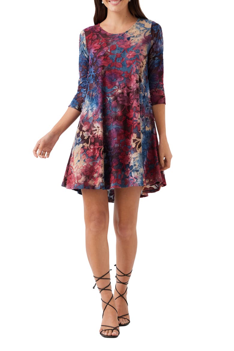 Maggie Floral A-Line Dress, Main, color, WINE