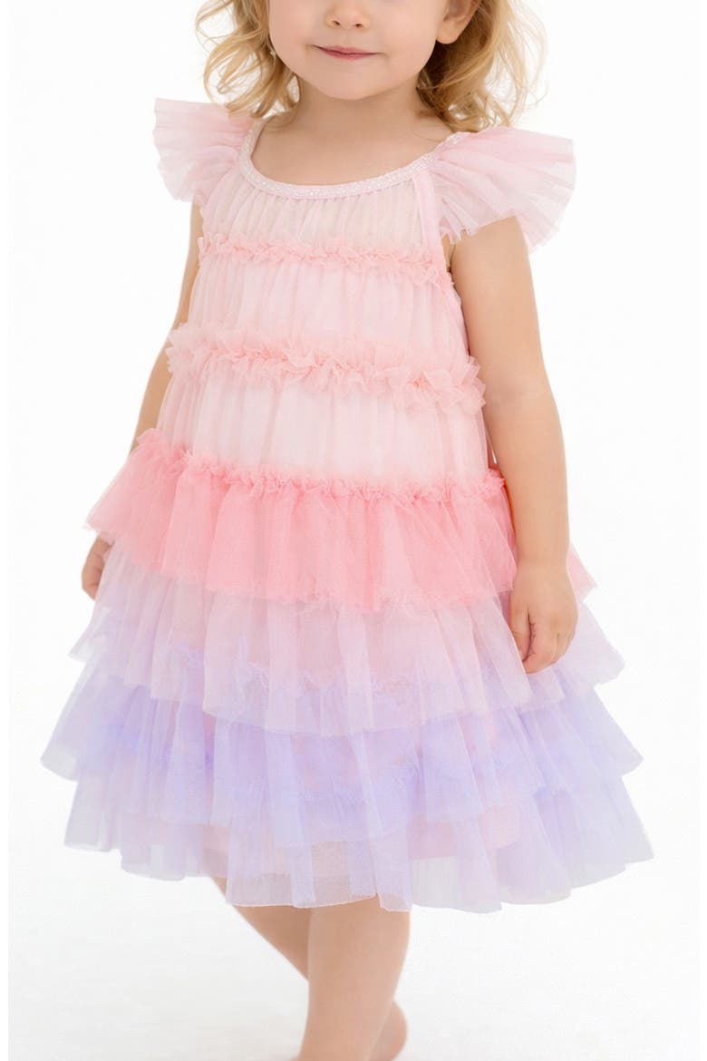 Kids' Tiered Tulle Party Dress, Alternate, color, PINK MULTI