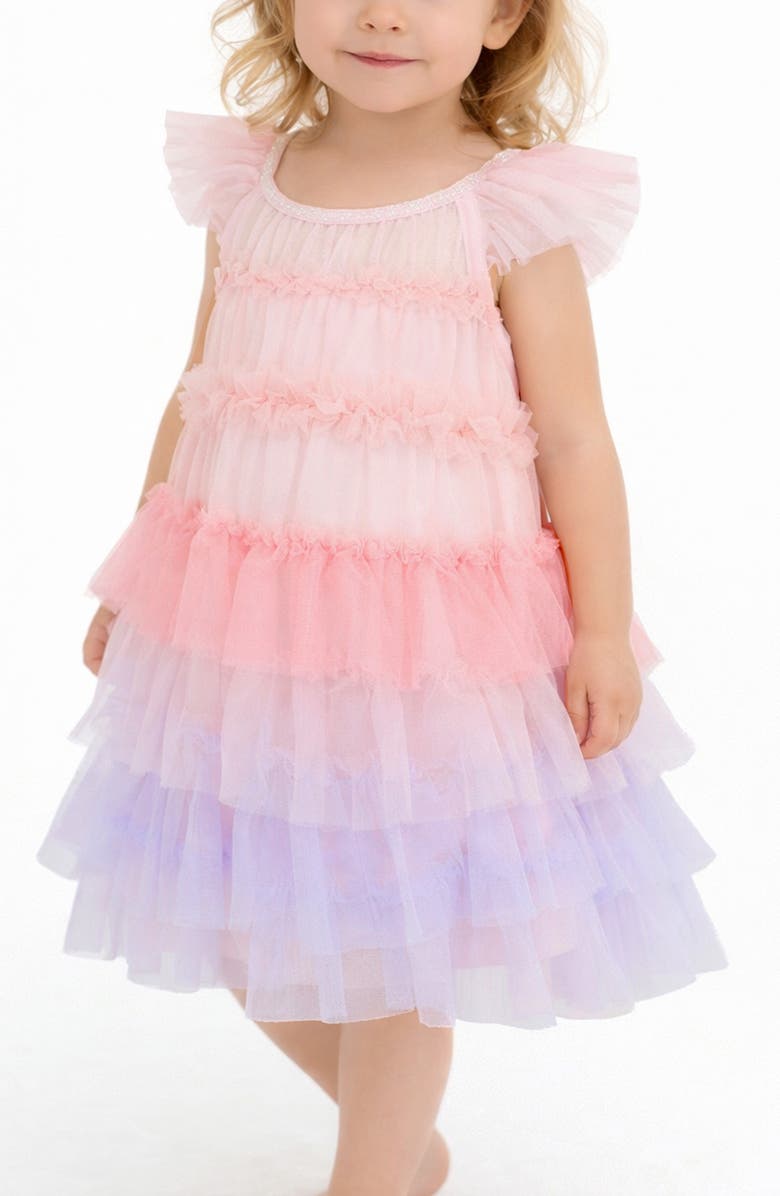 Zunie Kids' Tiered Tulle Party Dress, Alternate, color, Pink Multi