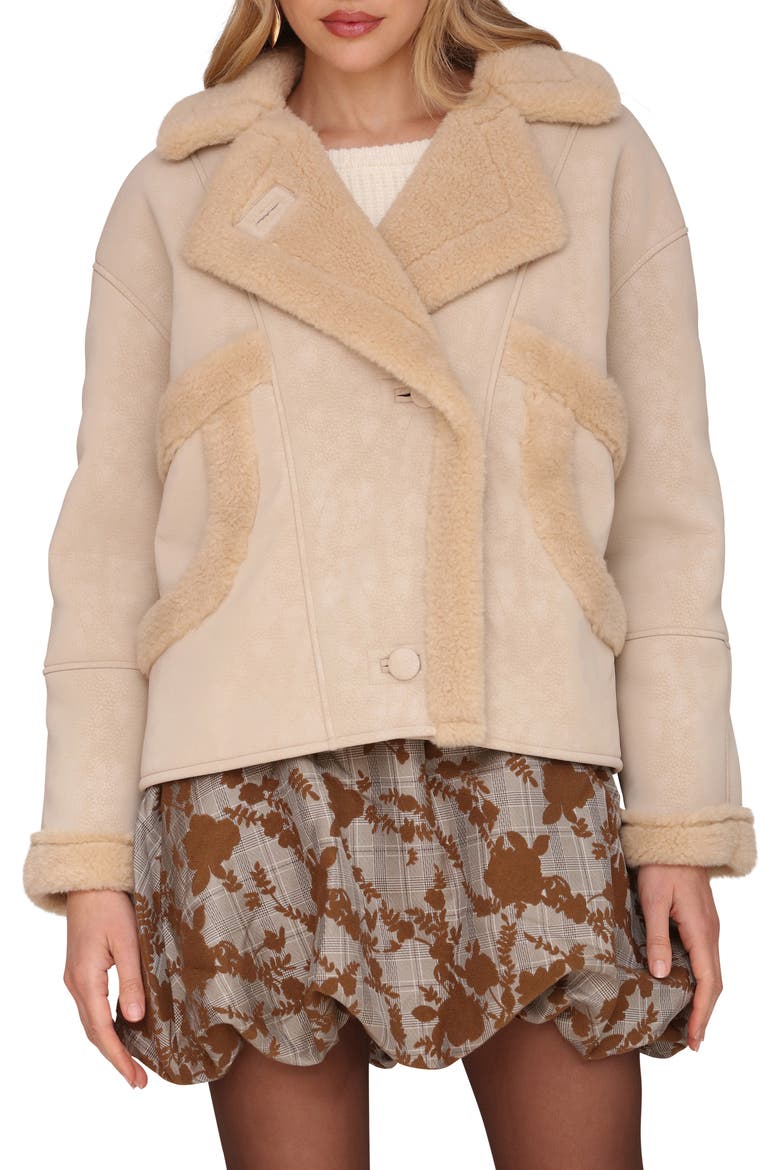 Oversize Faux Shearling Coat, Main, color, TAUPE