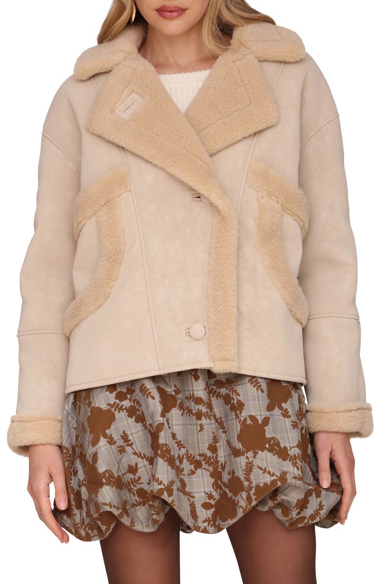 Avec Les Filles Oversize Faux Shearling Coat, Main, color, Taupe
