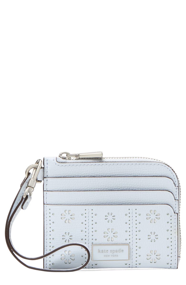Kate Spade New York devin pointelle crossgrain leather card case, Main, color, 