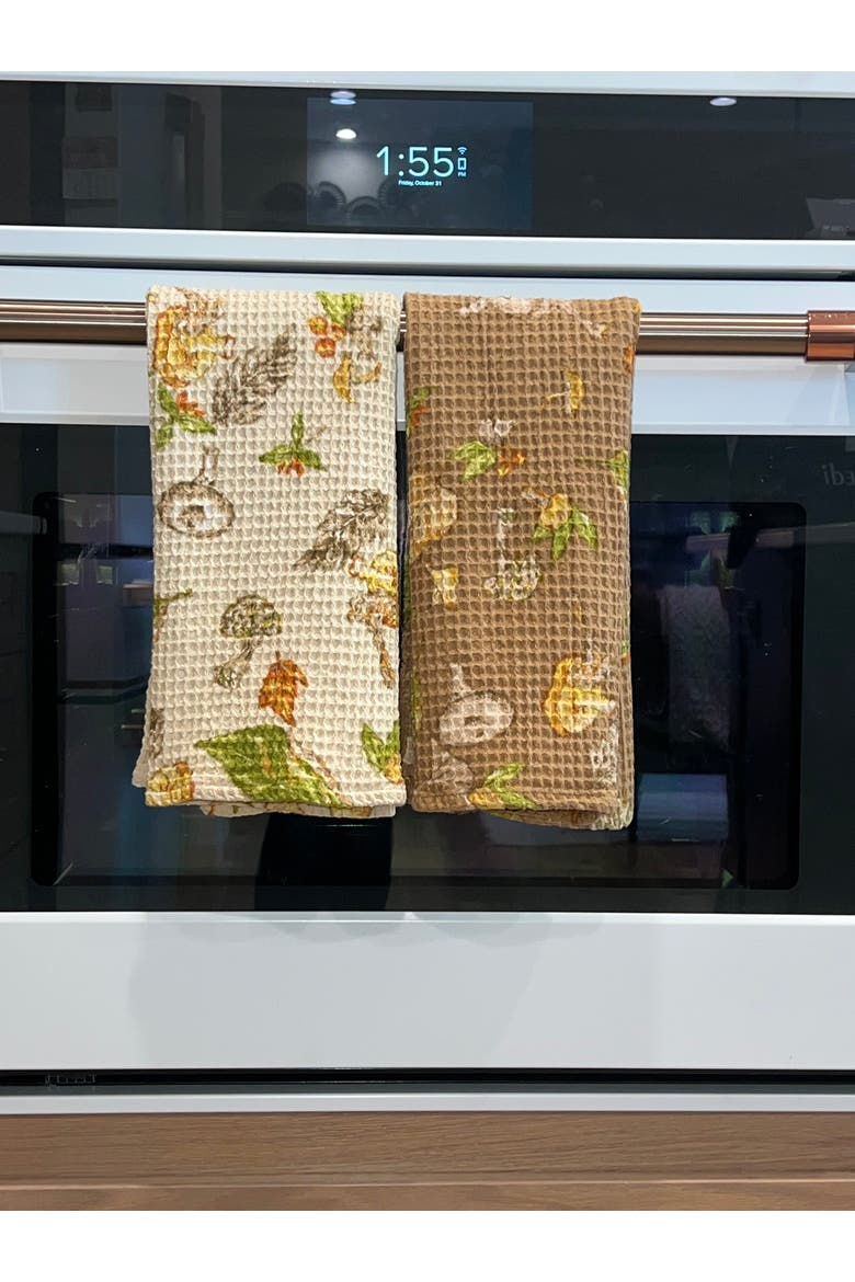 Mushroom Tea Towels, Set of 2, Alternate, color, Cream