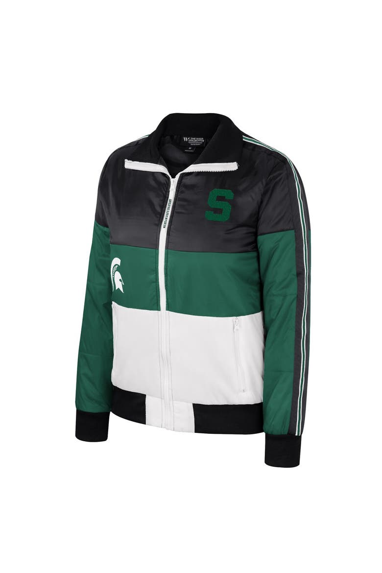 Women's The Wild Collective  Green Michigan State Spartans Color-Block Puffer Full-Zip Jacket, Alternate, color, Green