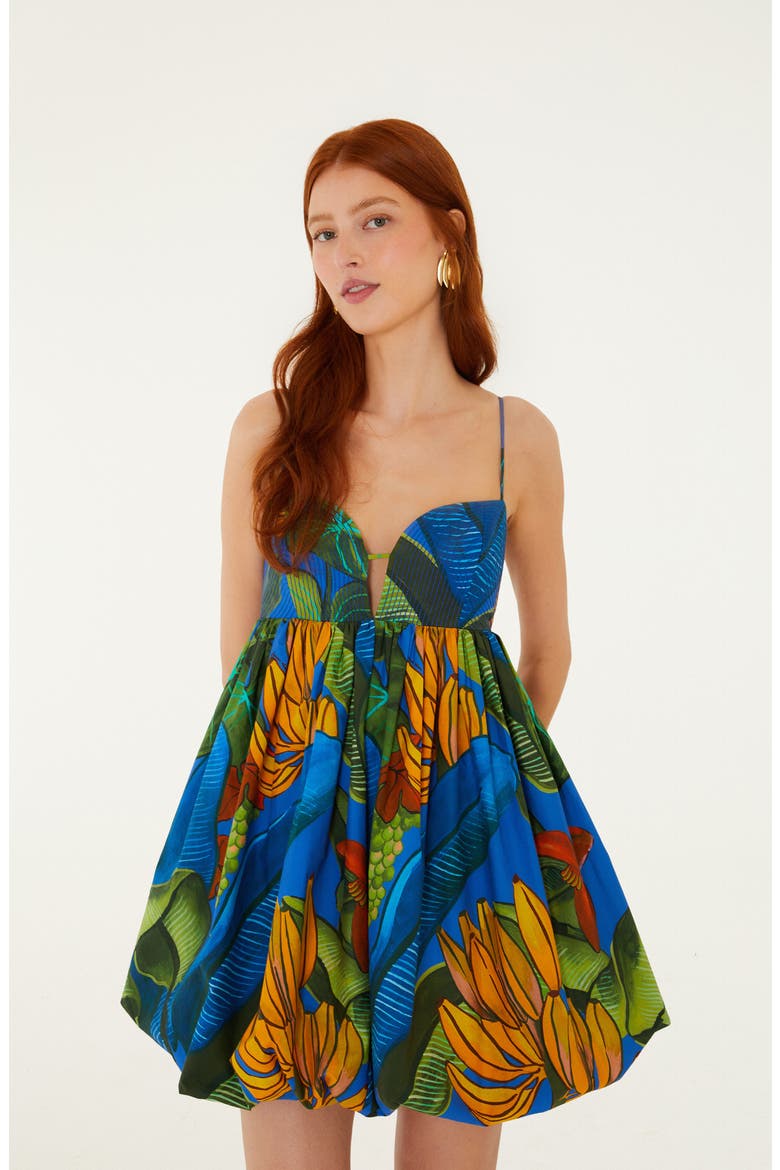 Banana Grapes Organic Cotton Minidress, Alternate, color, BLUE