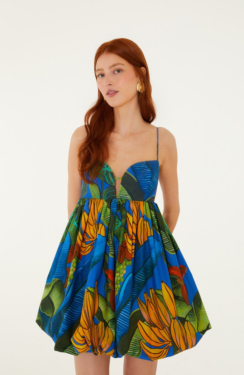 FARM Rio Banana Grapes Organic Cotton Minidress, Alternate, color, Blue