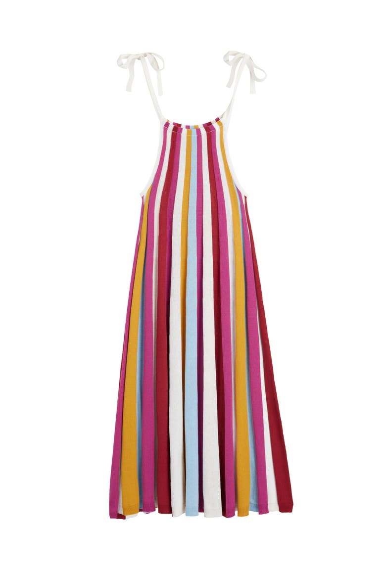 Cotton Rainbow Swing Dress, Alternate, color, Red