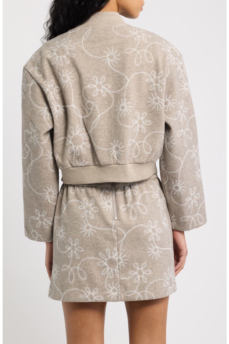 Botanic Embroidered Bomber Jacket, Alternate, color, OYSTER HEATHER