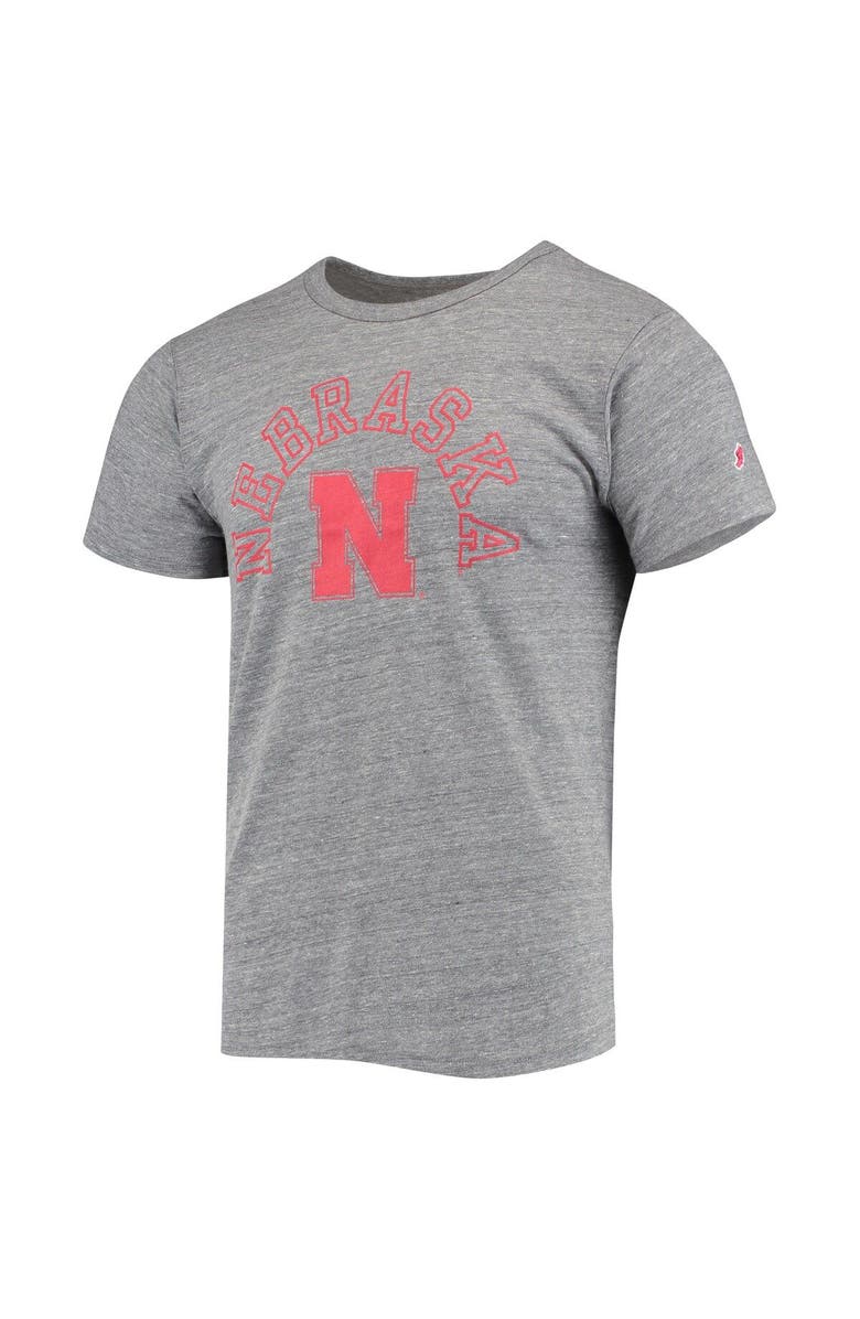 LEAGUE COLLEGIATE WEAR Men's League Collegiate Wear Heathered Gray Nebraska Huskers Tide Seal Nuevo Victory Falls Tri-Blend T-Shirt, Alternate, color,