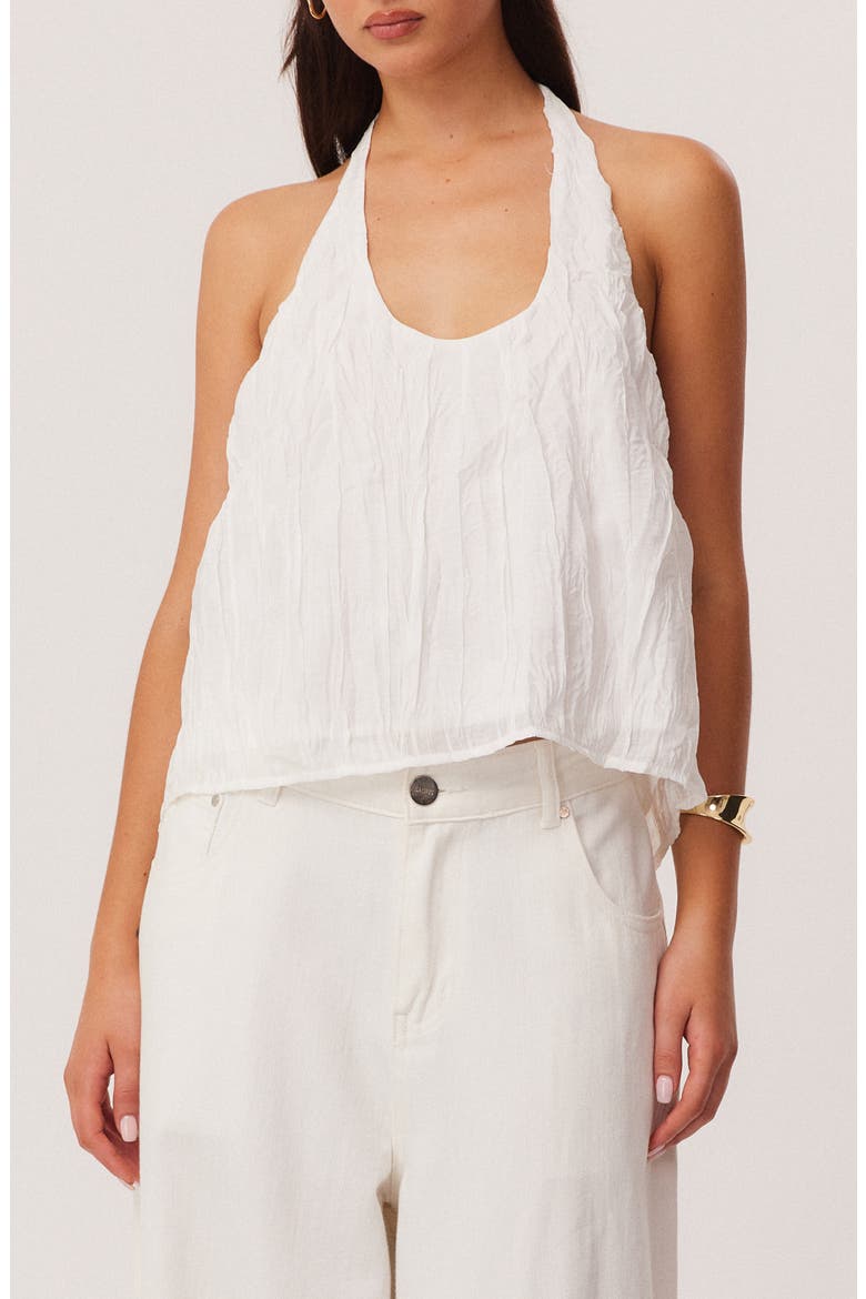 Brandi Crinkle Halter Top, Main, color, WHITE