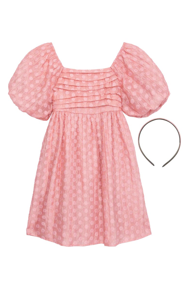 Speechless Kids' Puff Sleeve Dress with Headband, Main, color, 